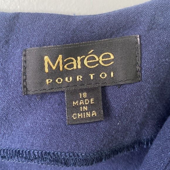 Marée Pour Tio V-Neck Ruffle Trim Short Sleeve Knee Length Dress Viscose Linen - Picture 9 of 15